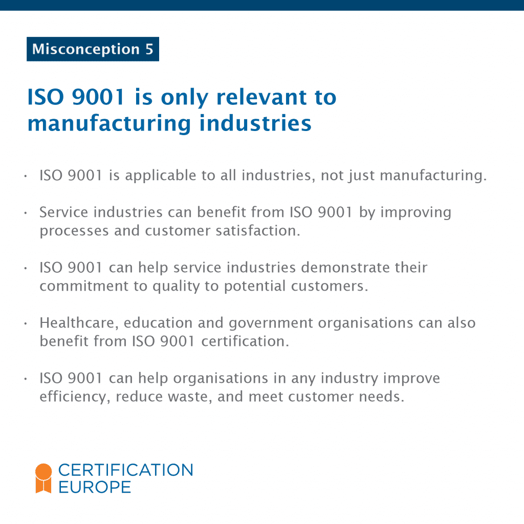 Addressing common misconception about ISO 9001 Certification